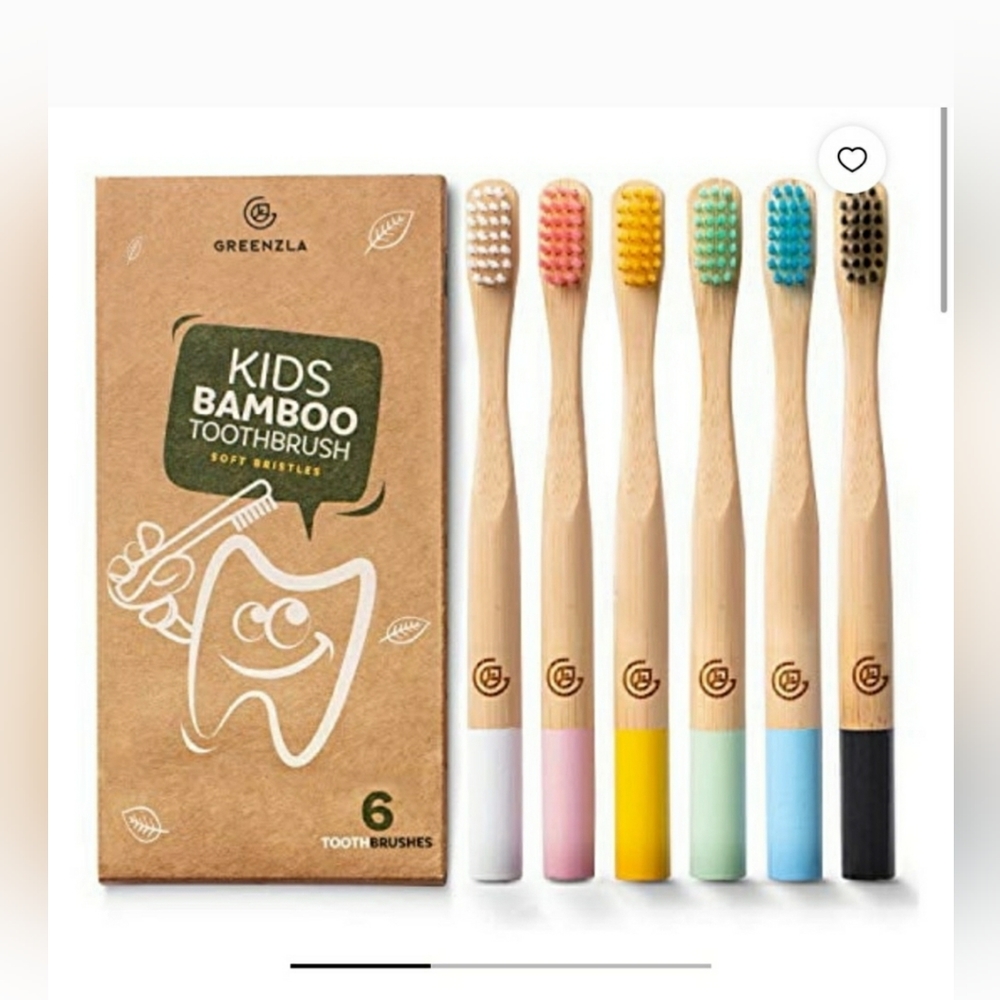 Brand new sealed in the box, Greenzla set of 6 soft bristle bamboo toothbrushes